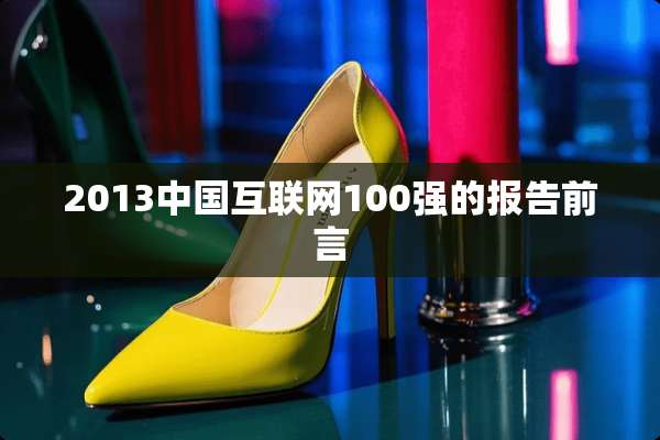 2013中国互联网100强的报告前言