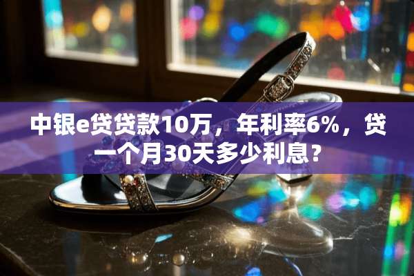 中银e贷贷款10万，年利率6%，贷一个月30天多少利息？