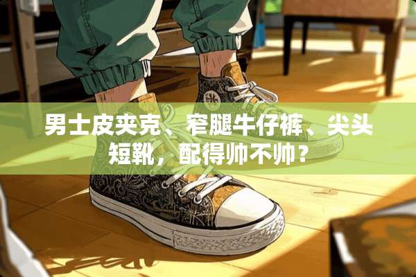 男士皮夹克、窄腿牛仔裤、尖头短靴，配得帅不帅？