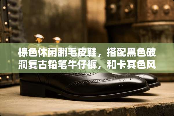 棕色休闲翻毛皮鞋，搭配黑色破洞复古铅笔牛仔裤，和卡其色风衣好看吗？